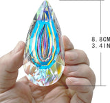 HDCRYSTALGIFTS 2pcs 89mm Hanging Crystal Prisms Suncatchers, Sun Catcher Indoor Window Rainbow Maker Crystals for Home Garden Decor Glass Ornaments for Christmas Tree