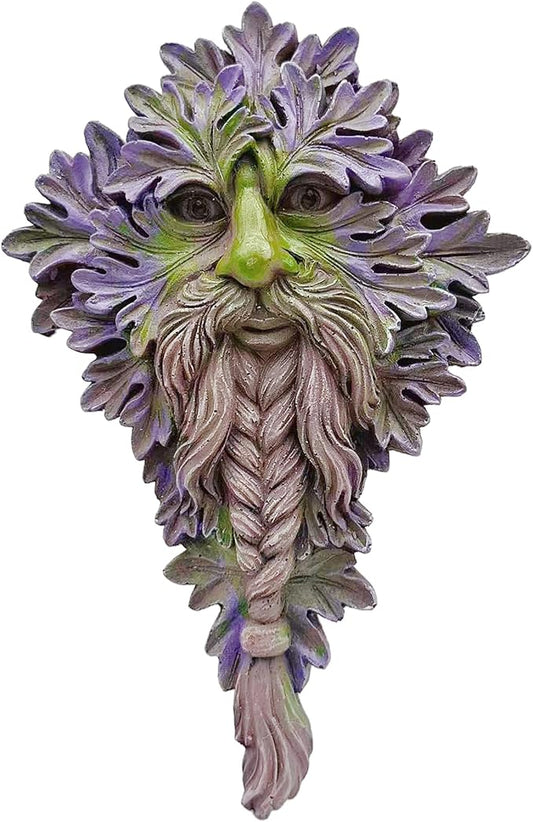 7.9" Real Tree Face Hugger Statue, Garden Whimsical Resin Statues with Foliage Features, Outdoor Fairy Elve Accent Yard Art, Halloween Trees Decorations Outdoor Wall Mounted Statue
