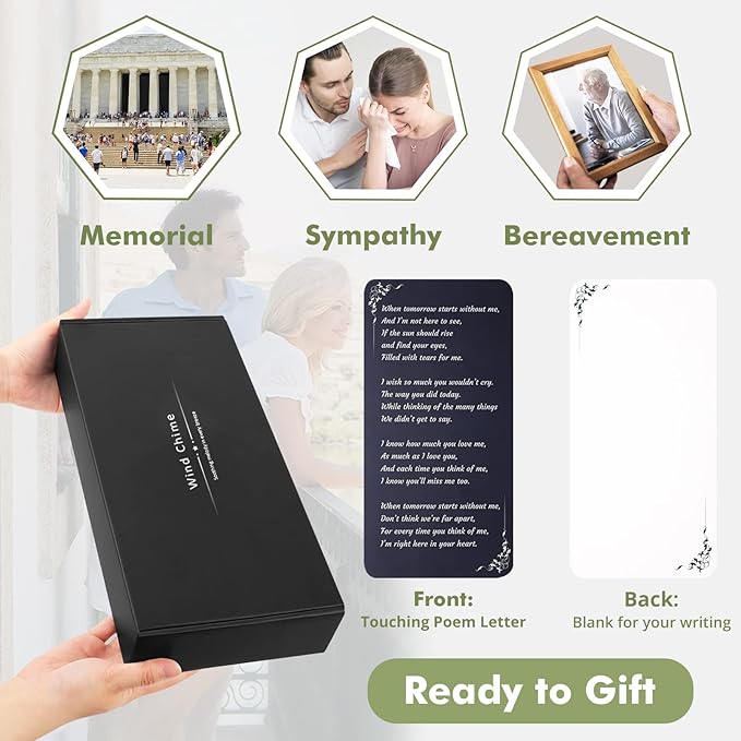 Memorial Gifts Wind Chimes for Outside - Sympathy Wind Chimes for Loss of Loved One Prime, Bereavement Gifts in Memory of Loved One, Sympathy Gift for Loss of Mother Father Condolence Remembrance,Gray