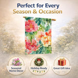 Caroline's Treasures Indiana Peonies in Watercolor House Flag Large Porch Sleeve Pole Decorative Outside Yard Banner Artwork Wall Hanging, Polyester, House Size, Multicolor