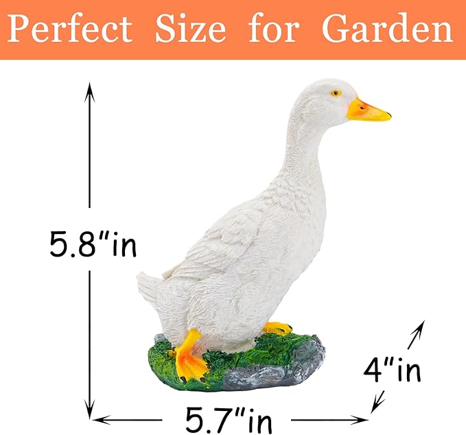 Teaeeno Farm Duck Statues Real Duck Fence Decoration Funny Resin Duck Decor Outdoor Real Animal Statue Duck Sculpture Perfect for Home Garden Stairs Farm Patio Backyard