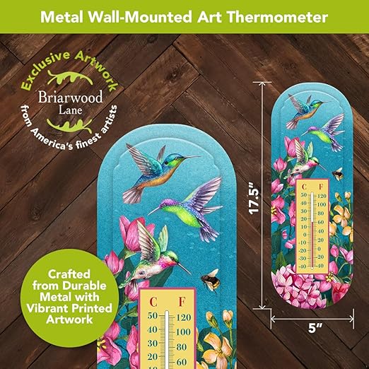 Briarwood Lane Springtime Hummingbirds Metal Thermometer