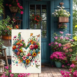 Colorful Floral Love Hearts Garden Flag 12x18 Inch Double Sided Small Burlap Birds Flowers Butterflies Outdoor Decorations Spring Summer Garden Flags Patio Yard Outside Decor