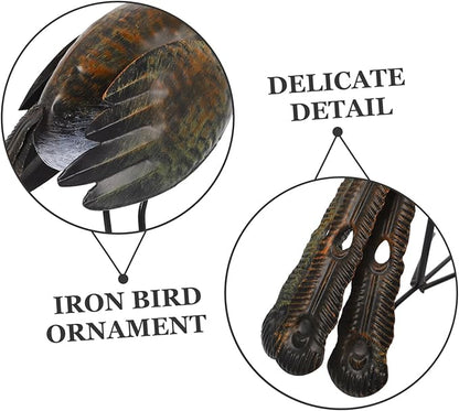 Figurine Garden Decoration Rustic Metal Bird Ornament for Outdoor Spaces for Coffee Shops Patios Iron Craft Elegant Design Bird Statue for Lawn Decor