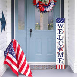 Patriotic 4th of July Welcome Sign for Front Porch, 250th Anniversary Memorial Day Wooden Porch Sign For Outdoor Patio, USA American Flag Standing Yard Sign Summer Door Signs for Garden Wall