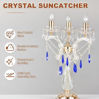 M METERXITY 10-Pack Crystal Icicle Prisms, 53mm/2.09 Inch Chandelier Pendant Maker Hanging Crystals Chandelier Prisms for Home/Windows/Garden/DIY Decoration[Blue]