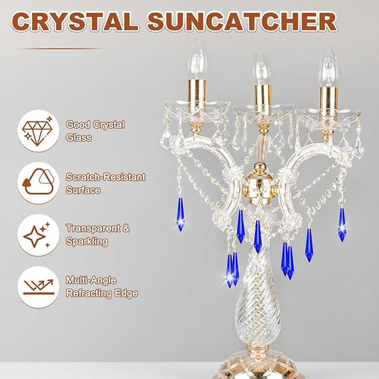 M METERXITY 10-Pack Crystal Icicle Prisms, 53mm/2.09 Inch Chandelier Pendant Maker Hanging Crystals Chandelier Prisms for Home/Windows/Garden/DIY Decoration[Blue]