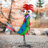 Natelf Outdoor Wacky Metal Rooster Yard Statue Decoration Roosters Decor Garden Statues Chicken Figurine Outside Decorations for Courtyard