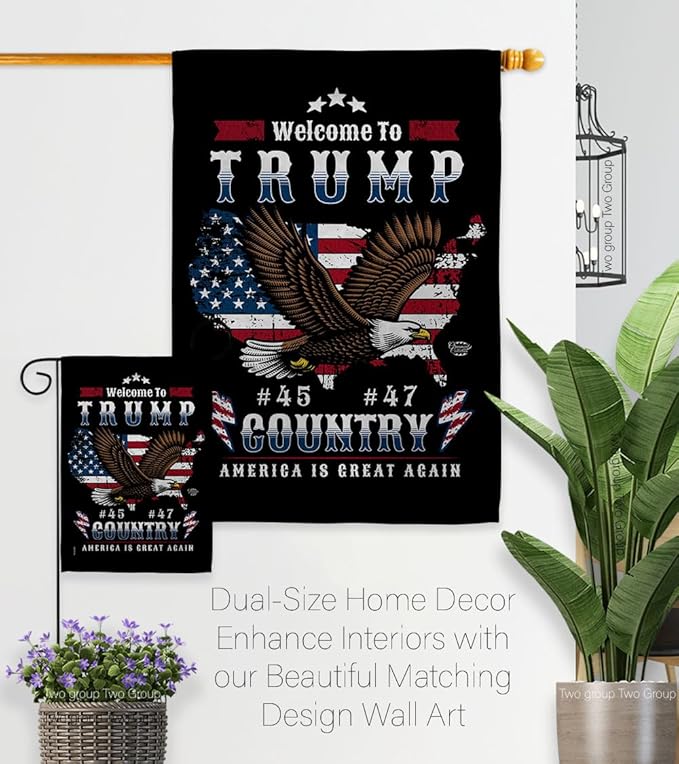Welcome to Trump Country Flag Yard Sign Wall Hanging Decor Home Poster Rally Shooting MAGA Vance 2024 Political Poster Lawn Garden Outdoor Patriotic Patio Decoration Republican Gift Made in USA