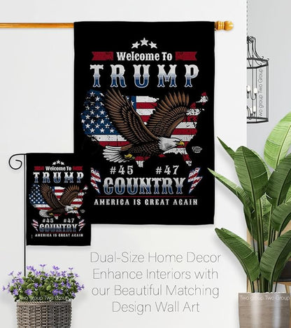Welcome to Trump Country Flag Yard Sign Wall Hanging Decor Home Poster Rally Shooting MAGA Vance 2024 Political Poster Lawn Garden Outdoor Patriotic Patio Decoration Republican Gift Made in USA