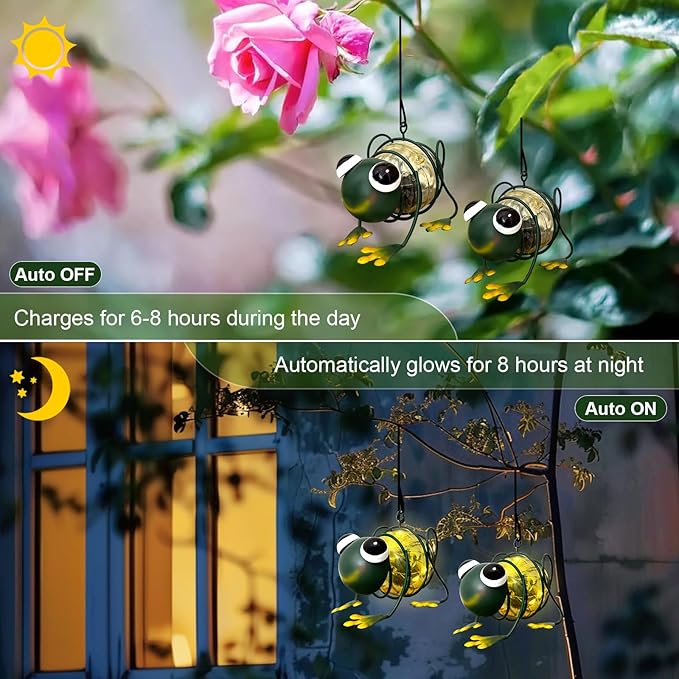 EVOLUX Solar Outdoor Frog Lights for Garden - Outdoor Statues Figurine Lights for Lawn, Patio, Balcony, Yard Ornament Cut Housewarming Gifts(2 pcs)