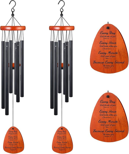 Soaoo 2 Pcs Christian Gift 28 Inch Wind Chimes Bible Verse Wind Chimes Outdoor with Inspirational Prayers Christian Gifts Religious Garden Wind Chimes Scripture Gifts for Home Garden Patio Decor