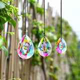 Window Hanging Crystal Prisms Sun Catcher AB Coating Rainbow Maker Glass Prisms Hanging Suncatcher Pendant for Home Garden Decor,76mm/63mm/50mm Chandelier Prism Parts, Pack of 3
