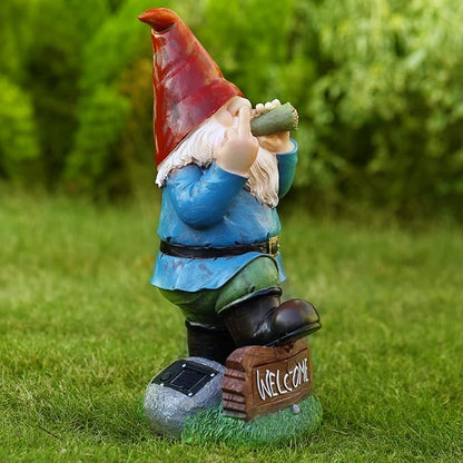 Panven Gnomes Garden Decor, 13.5" Tall Solar Large Inappropriate Funny Gifts Gnome Outdoor Statues for Yard, Patio, Lawn, Outside Naughty Gnome Garden Decorations Gift for Men Women