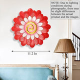 Metal Flowers Wall Decor Indoor Outdoor Metal Wall Art for Home Farmhouse Living Room Bedroom Bathroom Garden Decorations - Red
