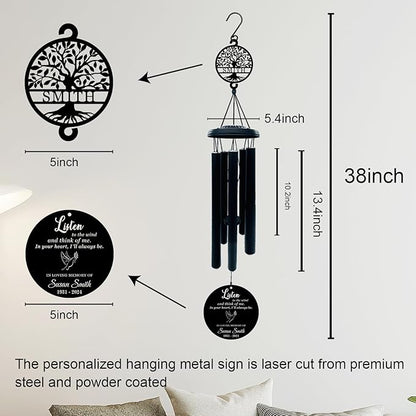 Personalized Memorial Wind Chime, in Memory of Wind Chime, Custom Sympathy Wind Chime Gift, Bereavement Gift
