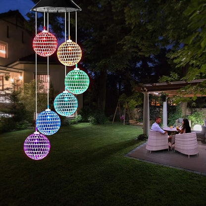 Idefair Solar Wind Chimes, Mobile Hanging LED Light Color Changing Wind Chime Birthday Gift for Mom Mother Laddies and Garden Patio Yard Decoration (Ball)