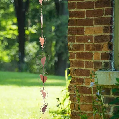 Heart Shape Rain Chain Wind Decorative Metal Rain Chain with Hook for Balcony Patio