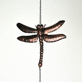 Copper Finish Metal Dragonfly Wind Spinner Rain Chain Kinetic Garden Sculpture Home Decor 66 Inches High