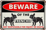 Beware Of The Dog Frenchie Sign Aluminum Metal Tin Signs Outdoor Yard Sign Warning Sign For Fence Yard Home Kitchen Farm Garden Wall Decor 8x12 Inch