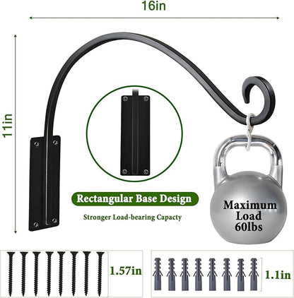 16 Inch 2 Pack Plant Hangers Outdoor,Plant Hanging Hook Bracket for Bird Feeder Hanger,Hanging Plant Hooks for Outside Baskets Lanterns Wind Chimes Outdoor Indoor
