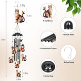 YHmall Cat Gifts for Women, 35 in Wind Chimes for Outside Mothers Day Gardening Gifts for Mom Colorful Metal Memorial Wind Chime Cat Decor for Home Yard Patio Garden Outdoor
