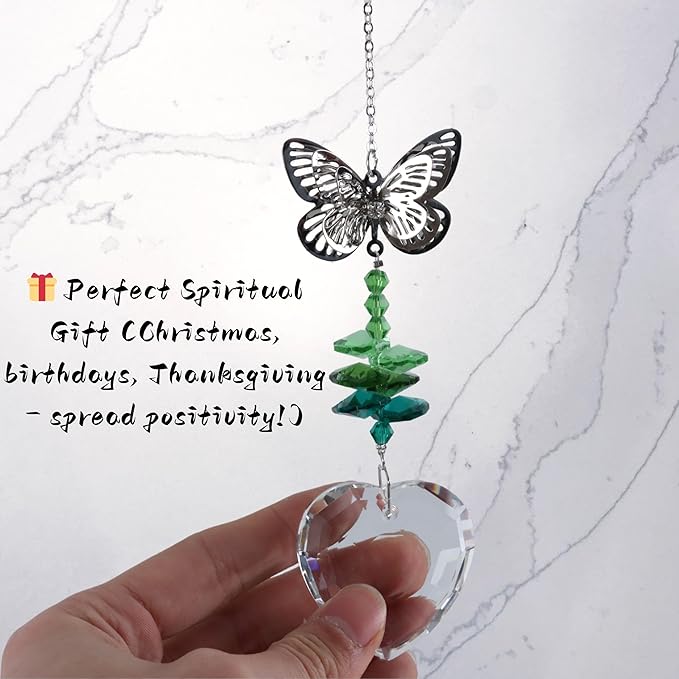 Crystal Sun Catcher for Car, Car Charms for Rear View Mirror, Butterfly Hanging Ornamentcar Sparkling Crystal Prism Decor, Cars Accessories for Women