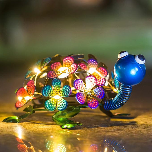 Solar Garden Turtle Statue Metal Yard Decorations Outdoor,Solar Turtles Figurine Lights Tortoise Ornament Lamps for Outside Yard,Lawn,Patio,Porch,Balcony