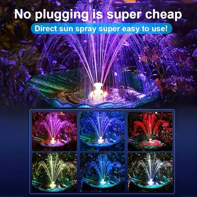 HEERTTOGO 1Pc 3.5W solar bird bath fountain pump with lights, solar panel kit water pump, suitable for ponds, bird feeders, gardens, outdoor decoration, DIY fountain landscaping, landscape design
