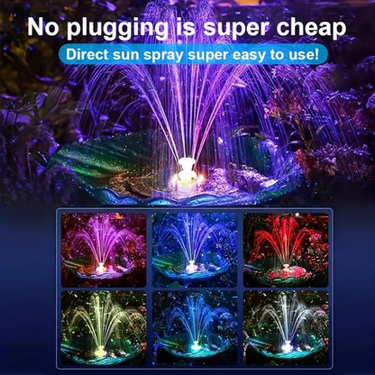 HEERTTOGO 1Pc 3.5W solar bird bath fountain pump with lights, solar panel kit water pump, suitable for ponds, bird feeders, gardens, outdoor decoration, DIY fountain landscaping, landscape design