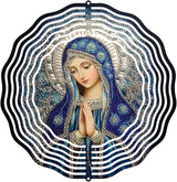 Virgin Mary Prayer Wind Spinner, Metal Wind Spinners Outdoor Indoor, Religious Virgin Mary Hanging Garden Decor for Outside, Stainless Wind Spinners for Yard and Garden 10 inch 3D (25.76X25 CM)