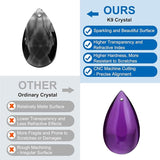 PATIKIL K9 Crystal Pendants Teardrop Beads, 10 Pack 38mm Chandelier Prisms Parts Hanging Beads DIY Lamp for Arts Crafts Decoration, Light Black
