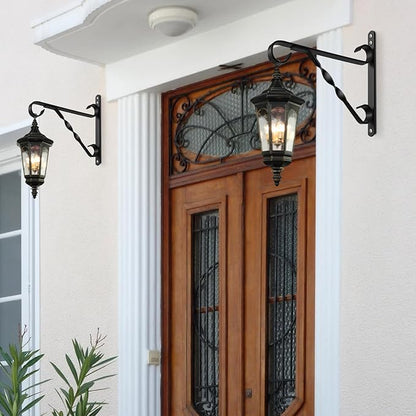AMAGABELI GARDEN & HOME 2 Pack Hanging Plant Brackets Outdoor 10 inch Metal Fence Wall Plant Hanger Hooks for Hanging Flower Baskets Bird Feeders Lanterns Wind Chimes Rust-Resistant Black
