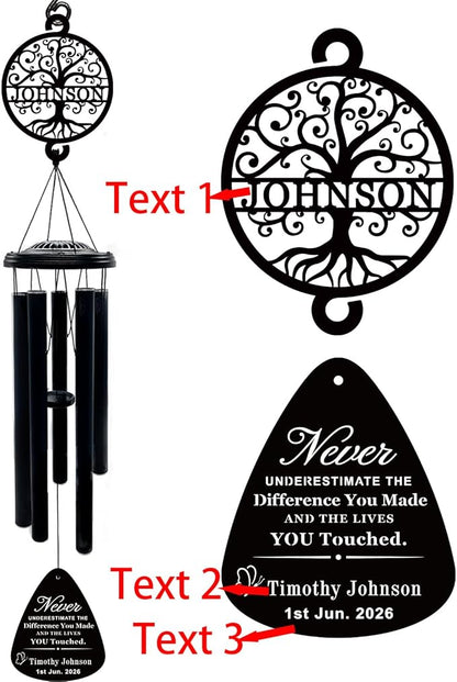 37" Personalized Retirement Wind Chimes for Women Men, Custom Retirement Gifts for Coworker Boss Teacher, Large Deep Tone Windchime Outdoor Decorations