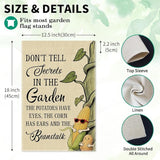 Don’t Tell Secrets In The Garden Flag, Double Sided Farmhouse Outdoor Lawn Yard Flag Gifts, Gardening Flags For Plant Mom Lover Lady Gardener, Funny Potatoe Corn Garden Banner for Grandma