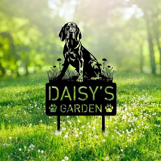 Custom Coonhound Dog Metal Memorial Garden Stake Personalized Pet Grave Marker Name Sign Remembrance Stake Decor Sympathy Dog Loss,Outdoor Statues for Yard Garden Lawn Patio Pathway Grave.