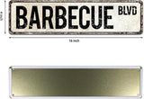 Barbecue BLVD Street Sign, Barbecue Sign Barbecue Decor Barbecue Lover Gift, Vintage Wall Decor for Home/Garden/Kitchen, Novelty Metal Signs 4x16 Inch