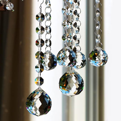 Crystal Ball Prism Suncatcher 6 Strands, 30mm/40mm Hanging Chandelier Crystals Beads Chain Curtain for Decoration Clear GOLDENHAITAI