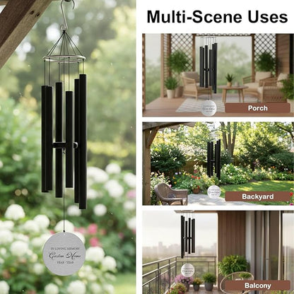Personalized 30" Memorial Wind Chimes for Outside, Bereavement Gift in Remembrance of a Loved One, Sympathy Gift for Loss of Mother Father Husband, Garden Patio Decor