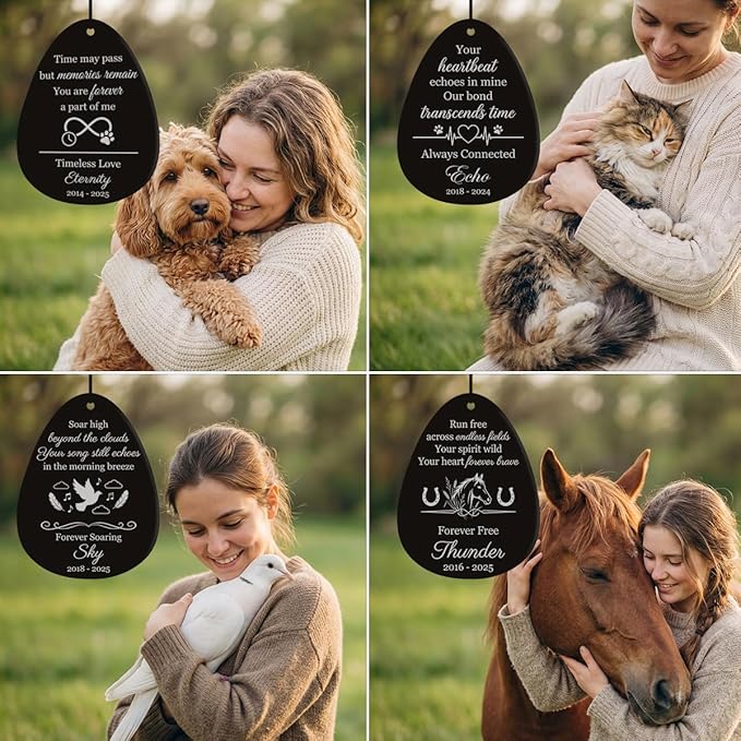 Personalized Pet Memorial Wind Chimes for Outside – Custom Sympathy Gift for Loss of Dog Cat Horse Bird- Laser Engraved with Your Pet's Photo & Name – in Loving Memory – Outdoor Garden Decor
