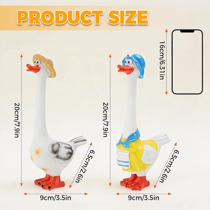 Long Neck Goose Garden Statue,Funny Resin Porch Goose with Humorous Design for Lawn Garden Decor Farmhouse Patio Yard Art,Birthdays Thanksgiving, 7.9 in(B)