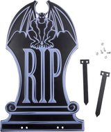 3-D Metal Halloween Ghost Cemetery XL 17" Tombstone w Stakes -RIP- Durable, Rustproof, UV Raised Printing-Upgrade Your Haunted House Mansion w Cemetary Lawn Decor-No More Flimsy Foam Graveyards