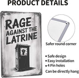 Rage Against The Latrine Toilet 8X12 Inches Metal Wall Decor For Bathroom,Vintage Gothic Boho Home & Wall Decor Aesthetic,Kitchen Signs & Room Aesthetic Poster For Farmhouse Garden Yard Patio