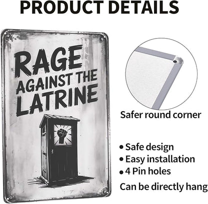 Rage Against The Latrine Toilet 8X12 Inches Metal Wall Decor For Bathroom,Vintage Gothic Boho Home & Wall Decor Aesthetic,Kitchen Signs & Room Aesthetic Poster For Farmhouse Garden Yard Patio