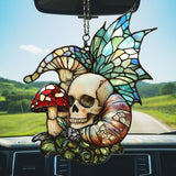 Boho Skeleton Mushroom Acrylic Suncatcher Stained Glass Effect Window Car Hanging Christmas Ornament Indoor Outdoor Decor Garden Sun Catcher Panel for Boho Lover for Women Mom Grandma