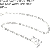 MECCANIXITY Hanging Chain with Snap Clips 19.69 Inch Garden Plant Hangers for Signboard Chalkboard Basket Lantern Wind Chime, Stainless Steel Pack of 6