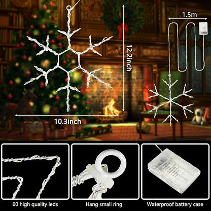 Tuanse 4 Pcs Christmas Silhouette Window Lights Christmas Snowflake Lights with Remote Control LED Lighted Snowflake Decorations Xmas for Window Wall (Warm White)
