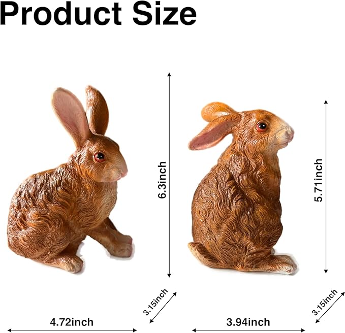 Bunny Decor Yard Decorations Outdoor Set of 2, Resin Hand-Painted Rabbit Figurines Outdoor Decor, Easter Rabbit Statues