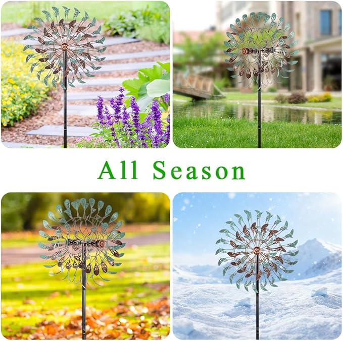 DREAMSOUL 360° Large Wind Spinner Outdoor Vintage Metal Windmill for Yard, Kinetic 6 Blades Wind Spinner for Patio Lawn Decor (80 * 19 Inches)