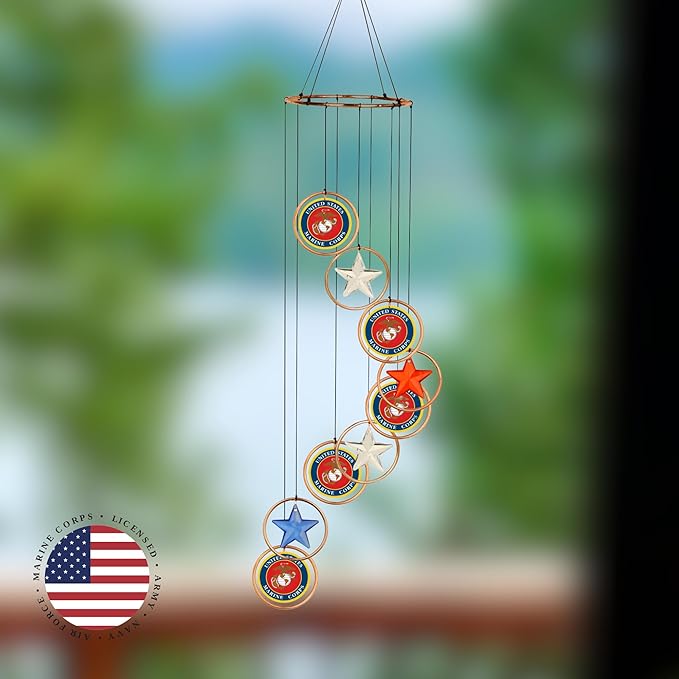 Red Carpet Studios Windchimes Patriotic Spiral Wind Chime Mobile, 23" Long, United States Marines